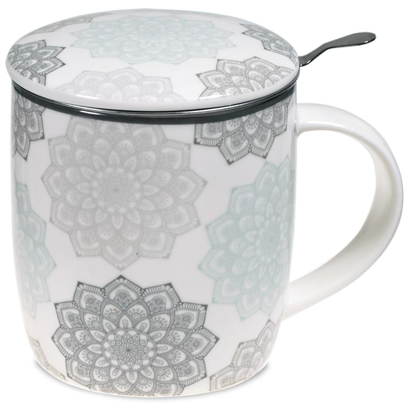 Mug Infuseur à thé Mandala gris