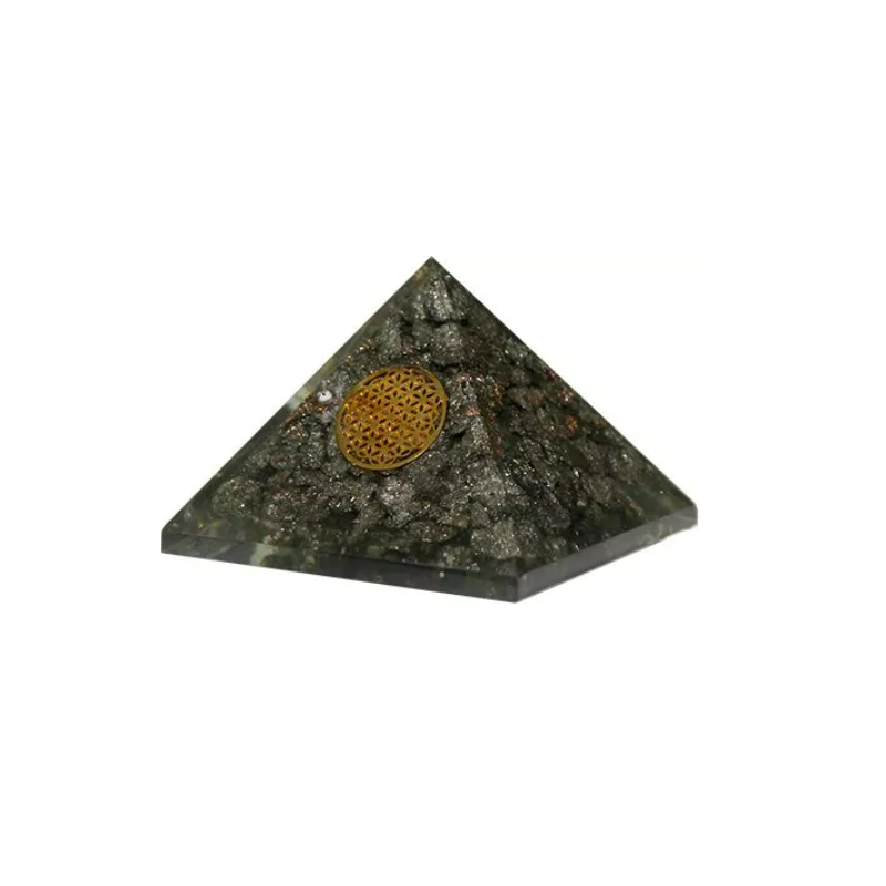 Pyramide - Orgonite - Pyrite - Fleur De Vie - Grande
