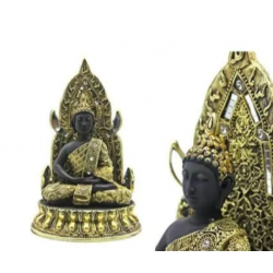 Bouddha Résine Noir et Or