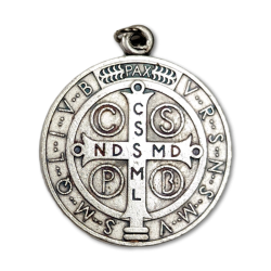 Médaille Saint Benoît - Métal Argenté - 3,6 cm