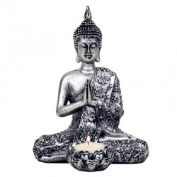 Bouddha avec bougeoir en argenté
